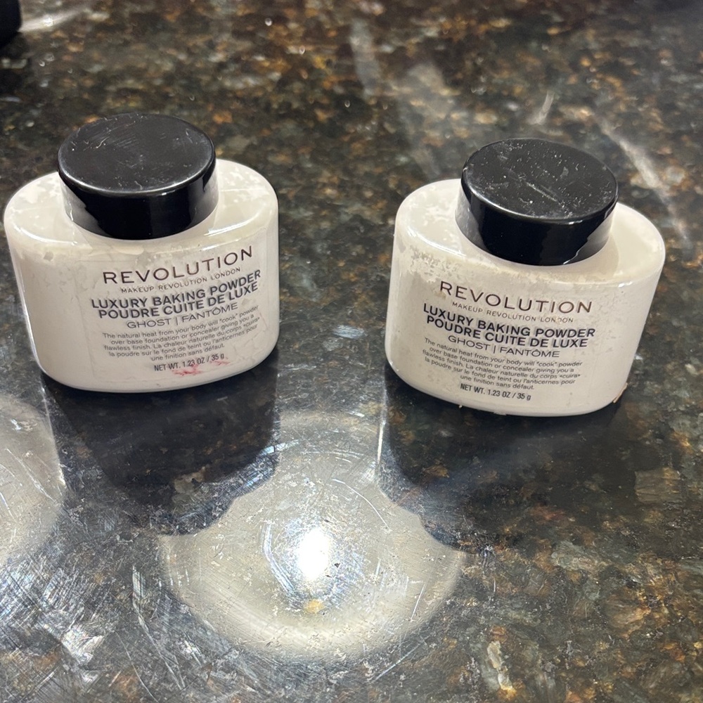 Revolution Luxury Baking Powder in Ghost - White Jars, Black Caps